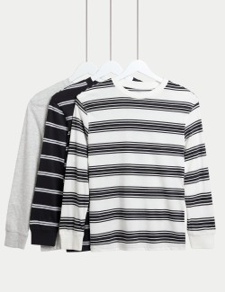 3pk Cotton Rich Striped Tops (6-16 Yrs)