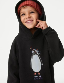 Cotton Rich Penguin Hoodie (2-8 Yrs)