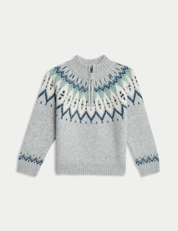 Fair Isle Knitted Half Zip Jumper (2-8 Yrs)