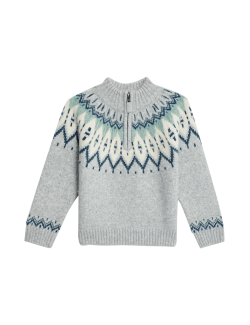 Fair Isle Knitted Half Zip Jumper (2-8 Yrs)