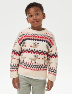 Festive Reindeer Fair Isle Knitted Jumper (2-8 Yrs)