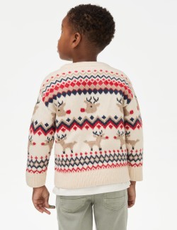 Festive Reindeer Fair Isle Knitted Jumper (2-8 Yrs)