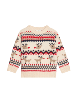 Festive Reindeer Fair Isle Knitted Jumper (2-8 Yrs)