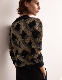 Pure Merino Wool Textured V-Neck Jumper