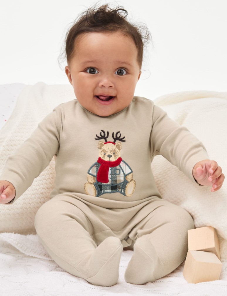 Kids' Spencer Bear™ Family Christmas Sleepsuit (6½lbs-3 Yrs)