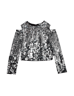 Sequin Cold Shoulder Top (6-16 Yrs)