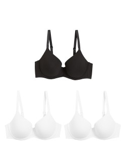 3pk Underwired Full Cup T-Shirt Bras A-E