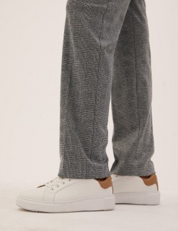 Jersey Checked Straight Leg Trousers