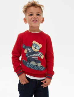 Pure Cotton Spencer Bear™ Knitted Jumper (2-8 Yrs)