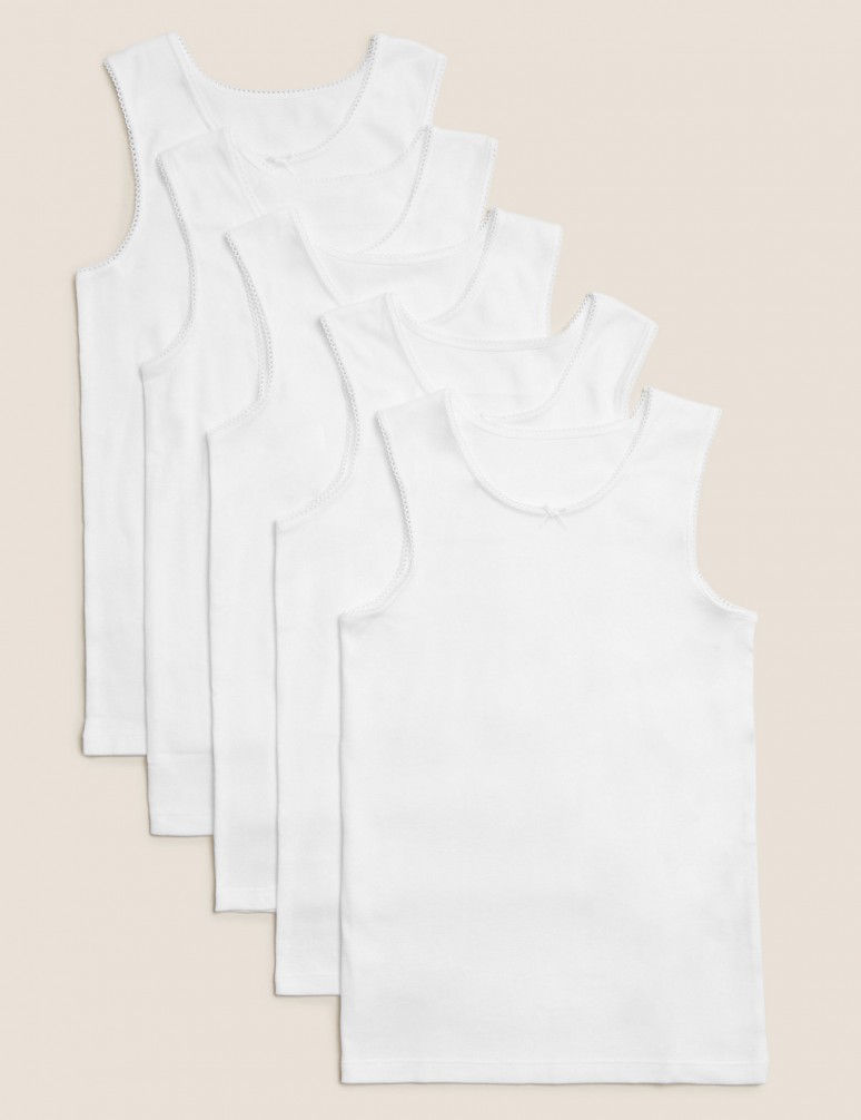 5pk Pure Cotton Vests (2-16 Yrs)