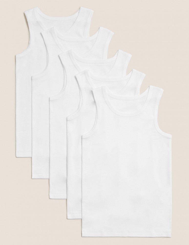 Tílka z čisté bavlny, 5 ks v balení (2–16 let)