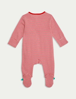 Pure Cotton Striped Festive Sleepsuit (7lbs-12 Mths)