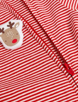 Pure Cotton Striped Festive Sleepsuit (7lbs-12 Mths)