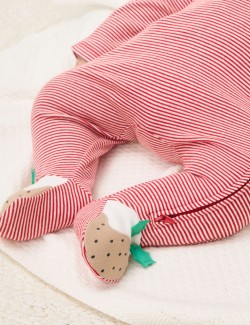 Pure Cotton Striped Festive Sleepsuit (7lbs-12 Mths)