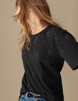 Pure Cotton Embellished Relaxed T-Shirt