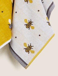 Sada 2 ručníků z čisté bavlny s potiskem včel