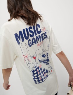 Pure Cotton Printed Oversized Graphic T-Shirt