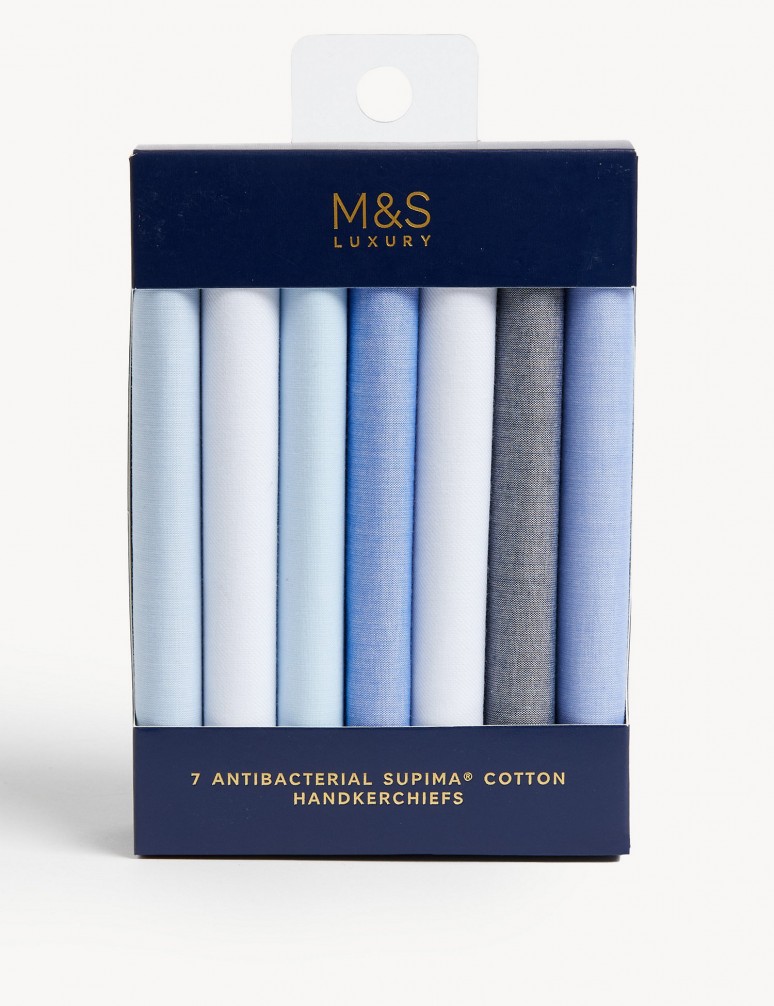 7 Pack Antibacterial Premium Cotton Handkerchiefs with Sanitized Finish®