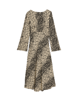 Animal Print Long Sleeve Midaxi Tea Dress