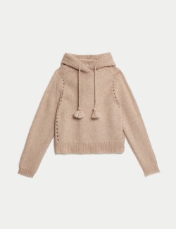 Textured Hoodie with Alpaca