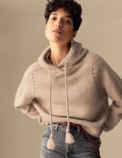 Textured Hoodie with Alpaca