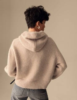 Textured Hoodie with Alpaca