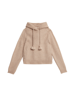 Textured Hoodie with Alpaca