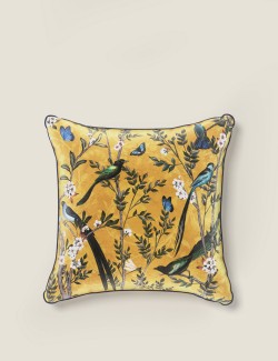 Velvet Spring Bird Cushion