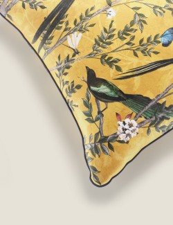 Velvet Spring Bird Cushion