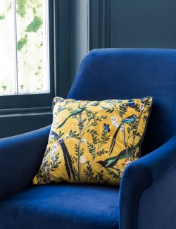 Velvet Spring Bird Cushion