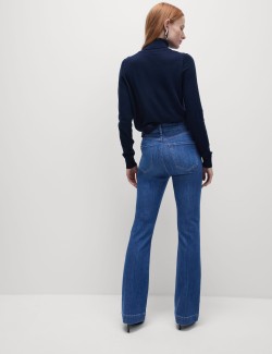 High Waisted Crease Front Slim Flare Jeans