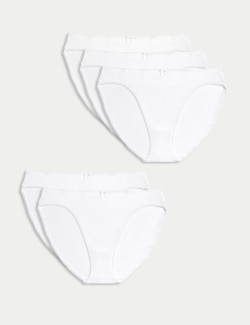 5pk Cotton Lycra® High Leg Knickers