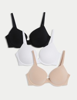 3pk Cotton Wired Push-Up Bras A-E