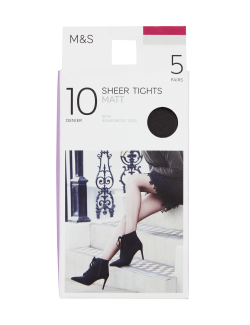 5pk 10 Denier Tights