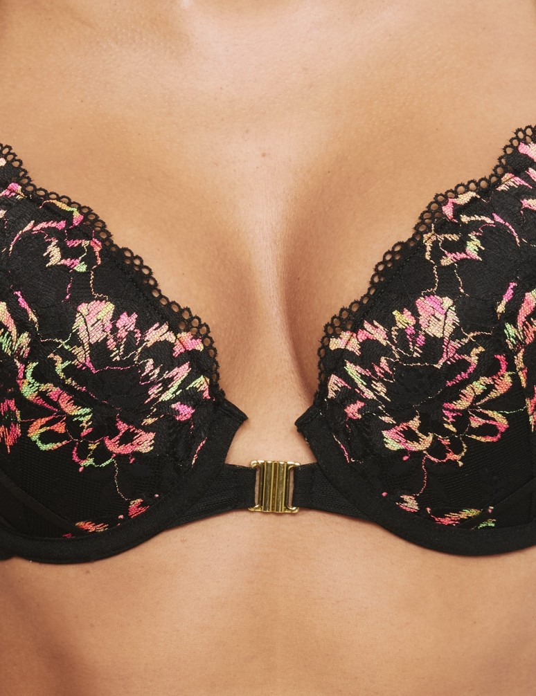 Vera Lace Wired Push-Up Plunge Bra (A-E)