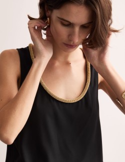 Embellished Scoop Neck Shell Top