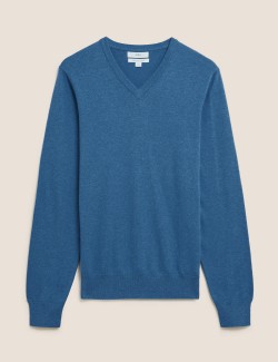 Čistě bavlněný svetr s výstřihem do V