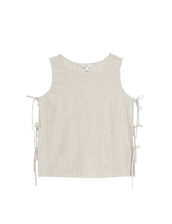 Linen Rich Printed Tie Side Vest