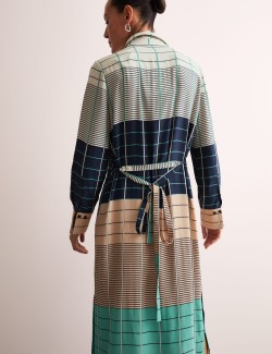 Checked Belted Midi Shirt Dress