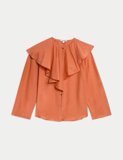 Silk Cotton Crew Neck Blouse