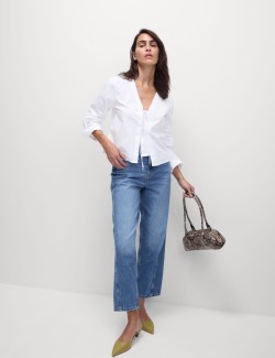 Pure Cotton Tie Front Blouse