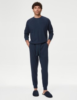 Domácí kalhoty z čisté bavlny s vaflovou texturou