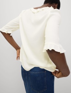 V-Neck Frill Detail Blouse