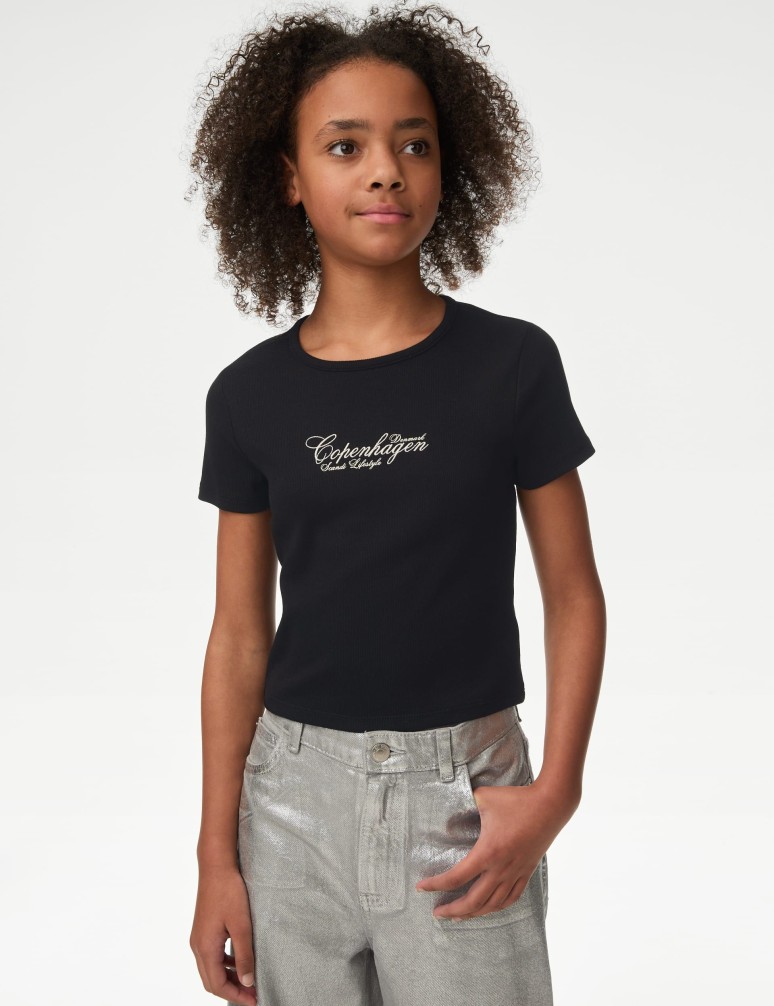 Cotton Rich Slogan T-Shirt (2-16 Yrs)