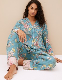 Pyžamové kalhoty s květinovým potiskem