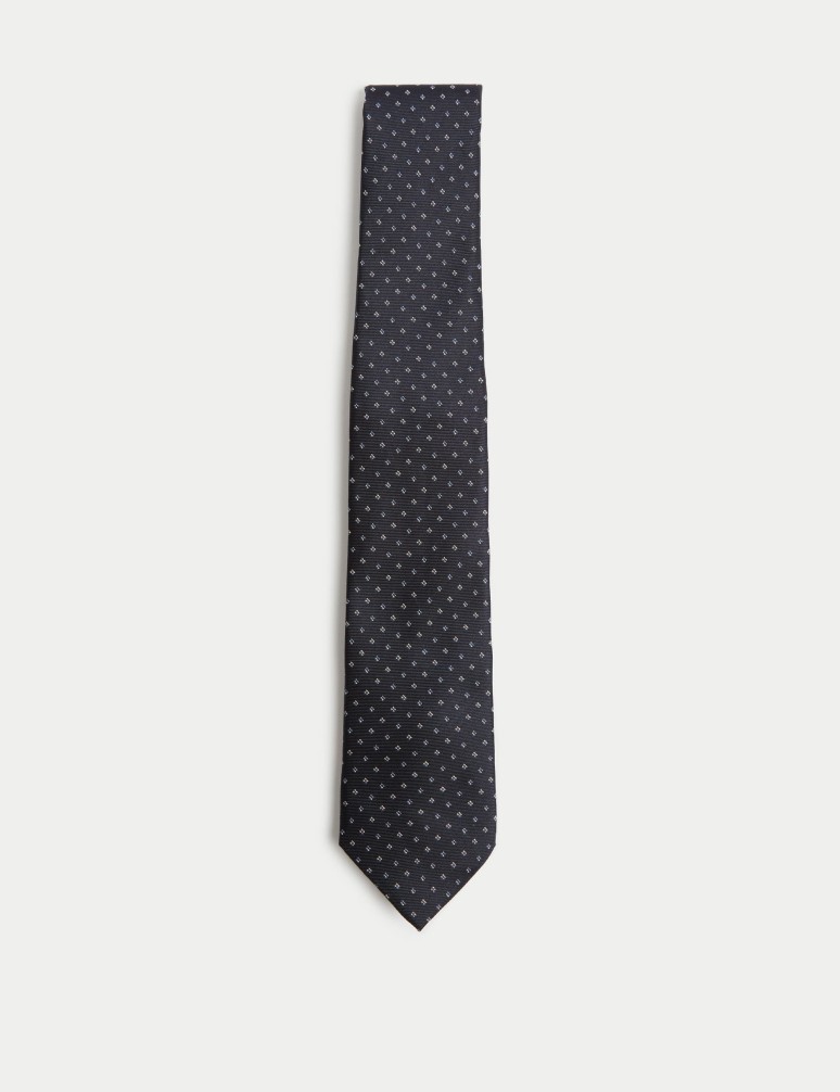 Slim Geometric Pure Silk Tie