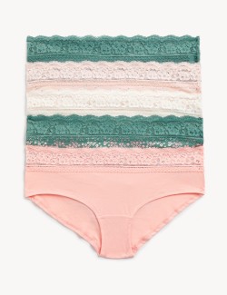 Šortkové kalhotky s nízkým pasem s vysokým podílem bavlny a potiskem, 5 ks