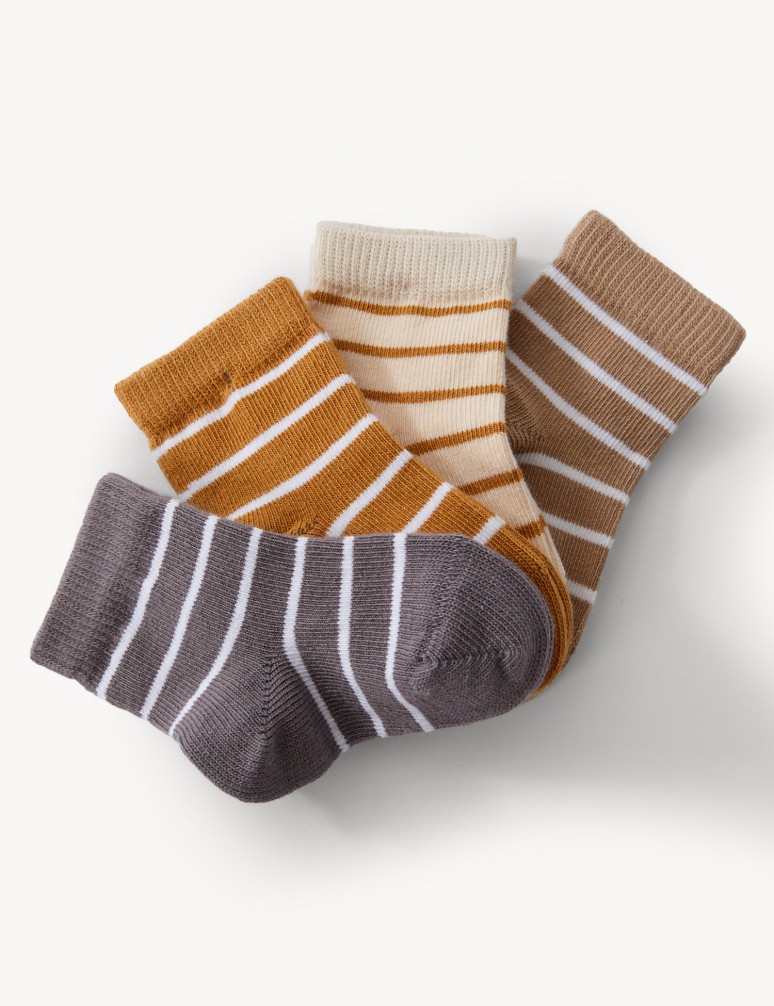 Ponožky pro miminka s proužky a vysokým podílem bavlny, 4 páry