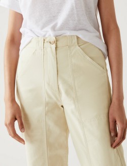 Volné kalhoty rovného střihu, s vysokým podílem bavlny