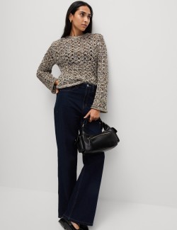 Cotton Blend Metallic Textured Jumper